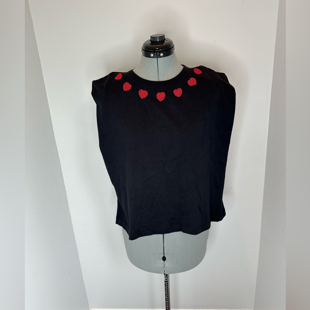Farm Rio Beaded Hearts Muscle Tee